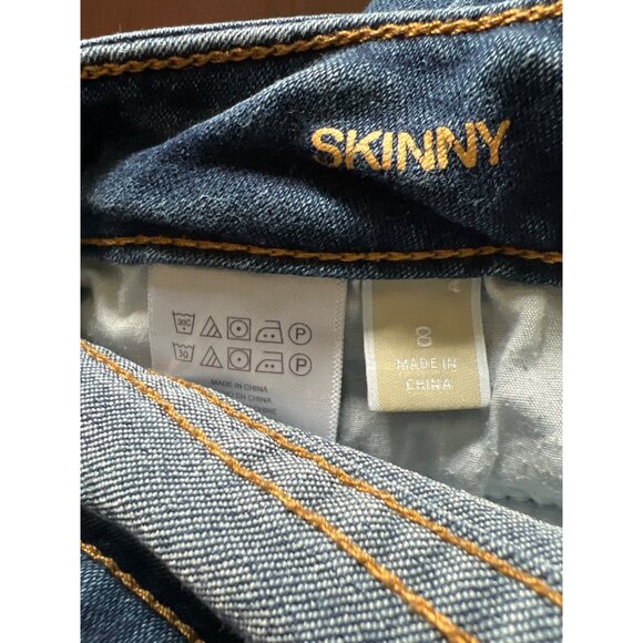 Michael Kors Skinny Ankle Jeans Blue Denim Zip Front Pockets Gold Tone Size 8 - Picture 5 of 5